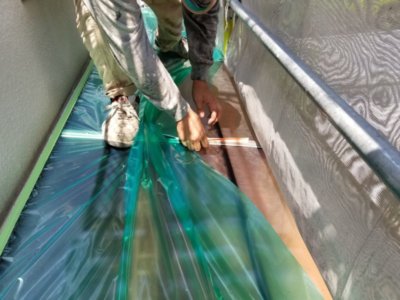 一戸建て　塗替え　養生　リフォーム　リノベーション　工事　浜松市外壁塗装屋根専門店の加藤塗装