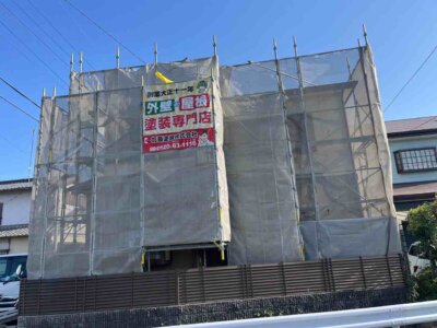浜松市南区三島町施工事例令和5年外壁塗装の事なら浜松塗装専門店加藤塗装足場架設